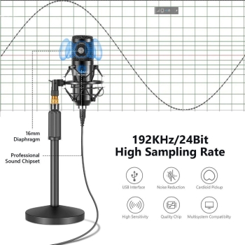 Studyjny mikrofon kondens. USB 192 kHz/24-bitowy - zestaw [23050000781]